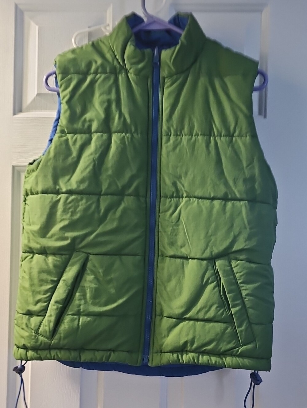 Ralph Lauren Lime Green Quilted Puffer Vest with Blue Trim